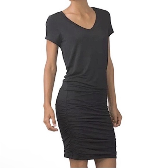 Prana Foundation Dress Black Large NWT New Stretch Jersey Knit Modal Spandex - Picture 2 of 9